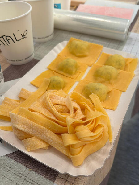 Fresh ravioli and tagliatelle